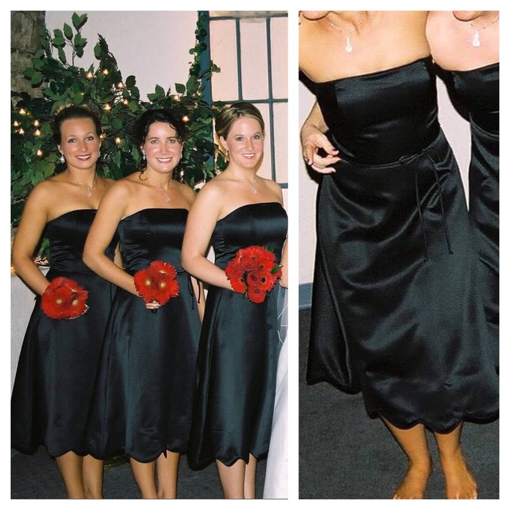 White House Black Market Black Strapless Satin Cocktail Dress